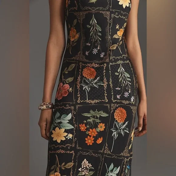 Function & Fringe Edit | Anthropologie Botanical Column Midi Dress Floral - Picture 3 of 5
